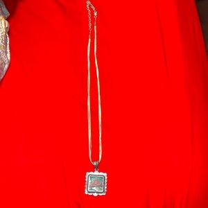Carolyn Pollack landscape pendant and liquid silver chain.